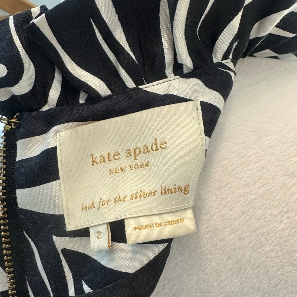 Kate Spade Look For the Silver Lining Zebra Peplum Sleeveless Top 2